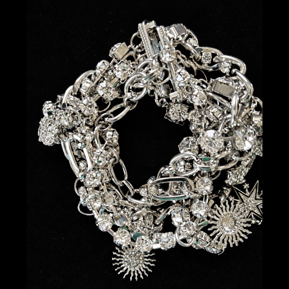 Silver Celestial Statement Necklace & Charm Brace… - image 8